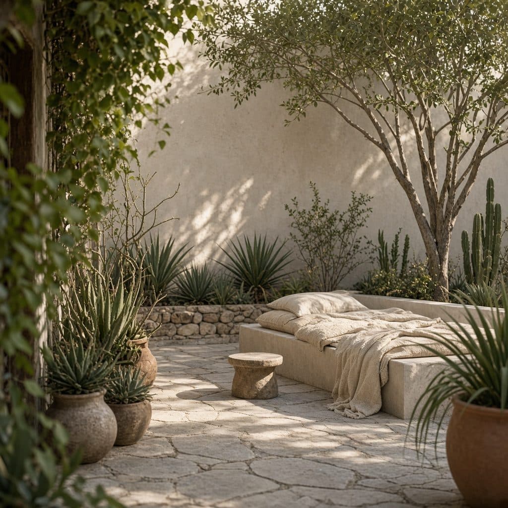 A quiet courtyard arranged for rest.